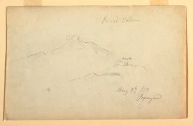 Dessin, Volcan Purese vu de Popayan, Colombie, 9 août 1853