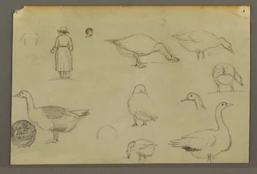 Dessin, Pluie sur les collines, peut-être 1866