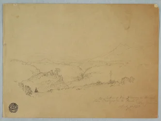 Dessin, Souvenir du paysage sur la route de Fusugasuga à Pandi, New Granda, Colombie, 11 juillet 1853