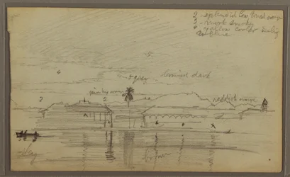 Dessin, paysage fluvial, 1857