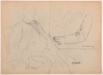 Dessin, Robert L. Stuart assis, premier portrait, pour le Presbytarian Hospital ; Mr. W. ARmory, étude de la poitrine et du bras, 1881