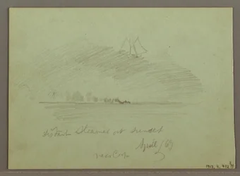 Dessin, Rochers devant la côte, Falaises rocheuses près de la côte, avril 1869