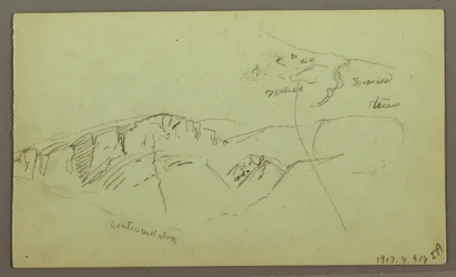 Dessin, Cimes des montagnes Rocheuses, peut-être 1868