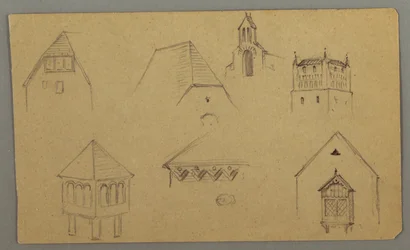 Dessin, Études de toits, Autriche ( ), 1868