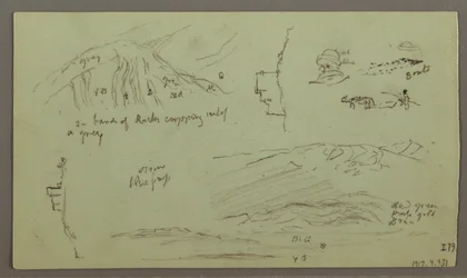 Dessin, Ruines, étude de figure, 27 avril 1868