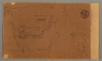 Dessin, vue latérale du bâtiment, fenêtre, 29 mai 1868