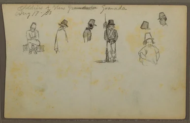 Dessin, soldats de la Nouvelle-Grenade, Colombie, 17 août 1853