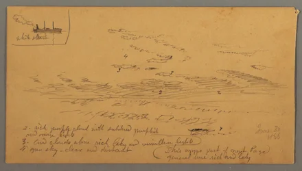 Dessin, Bateau à vapeur, étude du ciel, 30 juin 1866