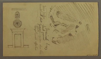 Dessin, études de pièces de table, peut-être 1868-69