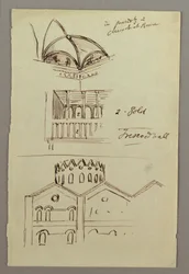 Dessin, étude de la voûte du Triforum, bâtiment, peut-être 1868-69