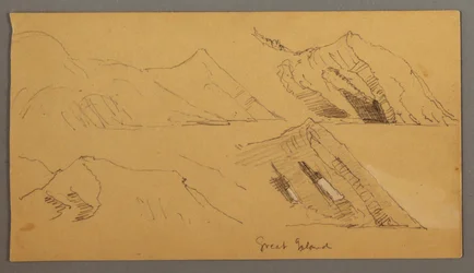 Dessin, Étude de falaises rocheuses, peut-être 1859