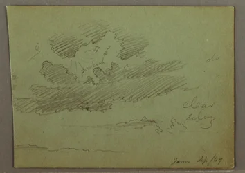 Dessin, rayon de soleil derrière les nuages, septembre 1869