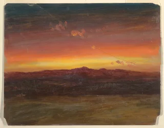 Dessin, coucher de soleil, 1860-70