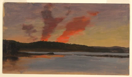 Dessin, coucher de soleil près de Bar Harbor, Maine, vers 1862