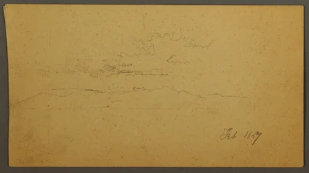 Dessin, Coucher de soleil derrière les collines, février 1867
