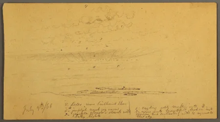 Dessin, Coucher de soleil sur les collines, 9 juillet 1866