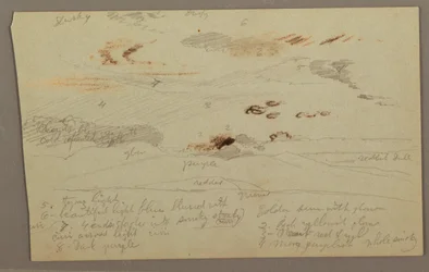 Dessin, coucher de soleil, peut-être 1860