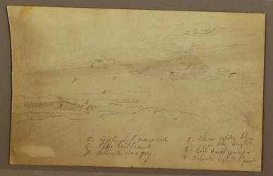Dessin, coucher de soleil, peut-être années 1860