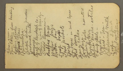 Dessin, liste de fournitures, peut-être 1878