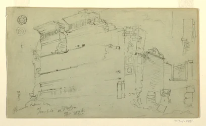 Dessin, temple, Petra, Jordanie, 27 février 1868