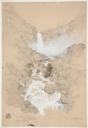 Dessin, chutes de Tequendama près de Bogota, Colombie, juillet 1853