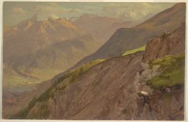 Dessin, Le Goell et le Watzmann, près de Berchtesgeden, 1868