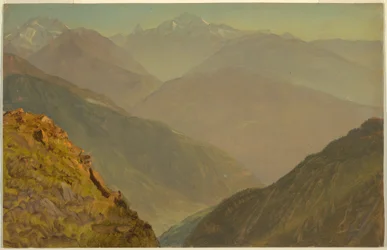 Dessin, Le Watzmann et Goell, près de Berchtesgeden, 1868