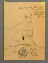 Dessin, Tour du château, Sion, peut-être 1868
