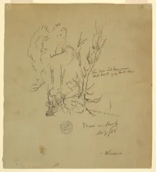 Dessin, Arbres Obersee dans les Alpes bavaroises ou méridionales, septembre 1868
