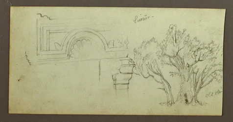 Dessin, arbres, festonné, février peut-être 1868