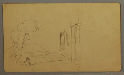 Dessin, Arbres, colonnes classiques, peut-être 1865-66