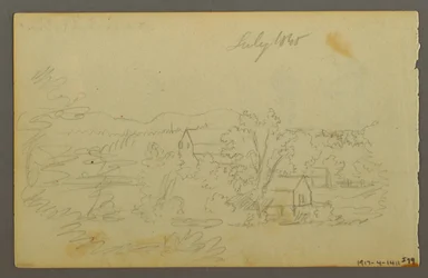 Dessin, arbres, vache, 1844
