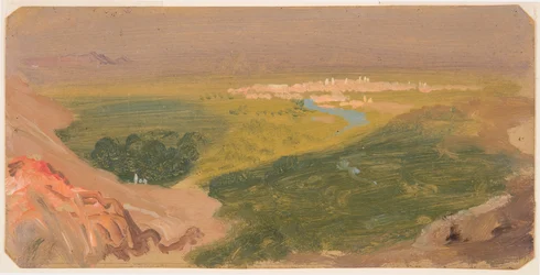 Dessin, Vue vers Damas, Syrie, 24 avril-16 mai 1868
