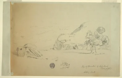 Dessin, vue de la colline à l