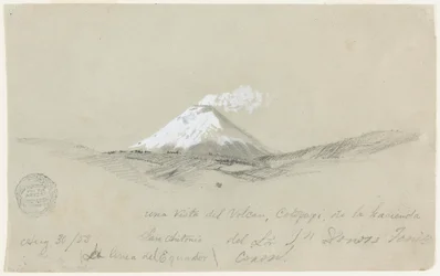 Dessin, vue du Cotapaxi depuis l