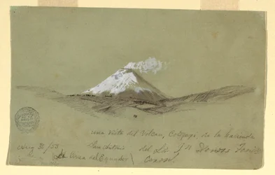 Dessin, vue du Cotapaxi depuis l