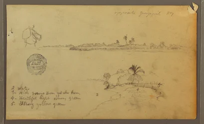 Dessin, Vues de la rive orientale de la rivière Guayas, en face de Guayaquil, Équateur, mai 1857