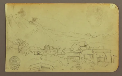 Dessin, village ; verso : colline, décembre 1883