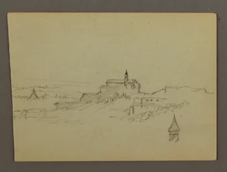 Dessin, Village sur la colline, peut-être 1868-69