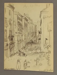 Dessin, Village sur la colline, peut-être 1868-69
