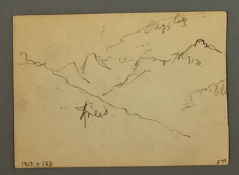 Dessin, cascade entre Veney et Sion, vallée du Rhône, Suisse, août 1868