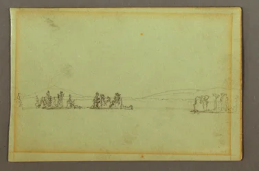 Dessin, Îles boisées, rivage vallonné, peut-être 1856
