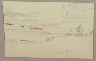 Dessin, versant boisé, pays des collines, 1863