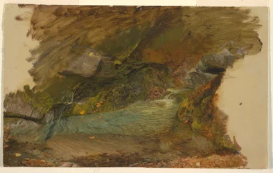 Dessin, ruisseau de forêt, 1850-60