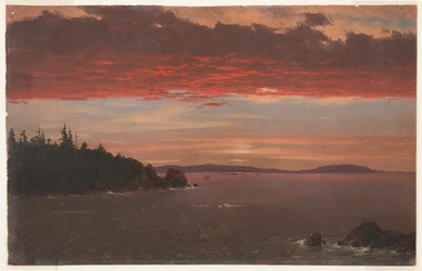 Péninsule de Schoodic depuis Mount Desert au lever du soleil