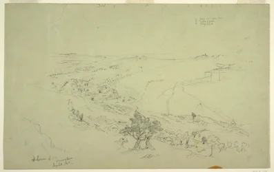 Siloé et Jérusalem, coin sud-est des murs vus du Mont des Oliviers [Jérusalem et Silwan, Jérusalem-Est, Israël]