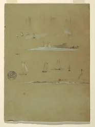 Étude de goélettes et de balise de jour