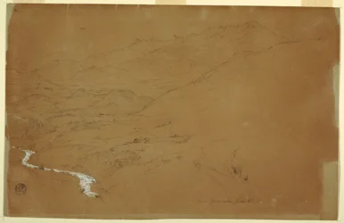 Vallée avec un ruisseau et des maisons, près de Guaranda, Équateur