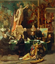 Jules Ferry recevant les délégués des colonies en novembre 1892, peinture de Frédéric Régamey. France