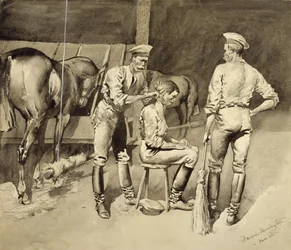Une coupe de cheveux dans une écurie de cavalerie